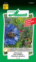 Fleurs mellif�res 5 g (3-4 m2) - S. avril-octobre F. avril-octobre H. 20-80 cm Vivace Ce m�lange a �t� �labor� en collaboration avec des repr�sentants des soci�t�s suisses des apiculteurs. Il contient des semences de 30 plantes annuelles et vivaces attractives pour les abeilles et papillons en leur apportant le pollen n�cessaire � leur alimentation.  D�tail