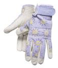 Gants Classic violet Large - Gants en cuir de ch�vre avec dos en �lasthane � motifs, �lastique au niveau du poignet, pour travaux divers de jardinage.