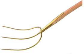 Fourche � foin et � faner - 3 dents, douille-ressort, vernie, 300/300mm, manche en fr�ne 135cm long.